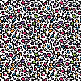 FS1024 Funky Leopard Cotton Fabric Rainbow