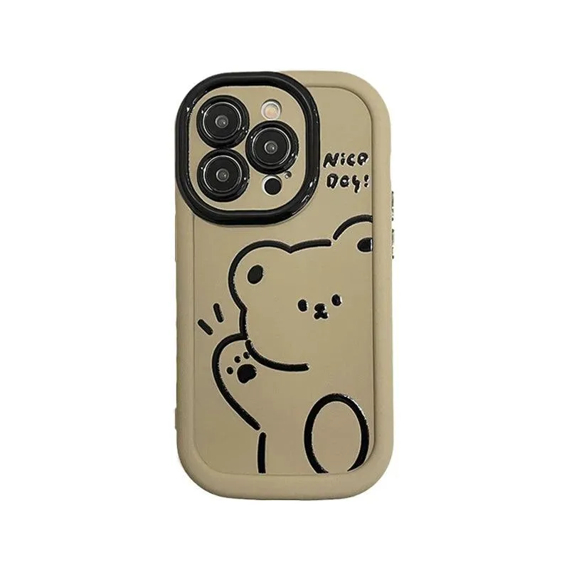 Funny Bear With Pendant Cute Phone Case For iPhone 15 Pro Max, 14, 13, or 11