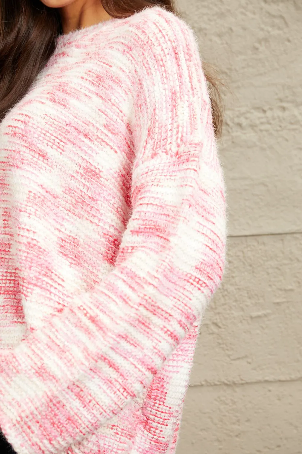 Fuzzy Chunky Knit Sweater in Pink