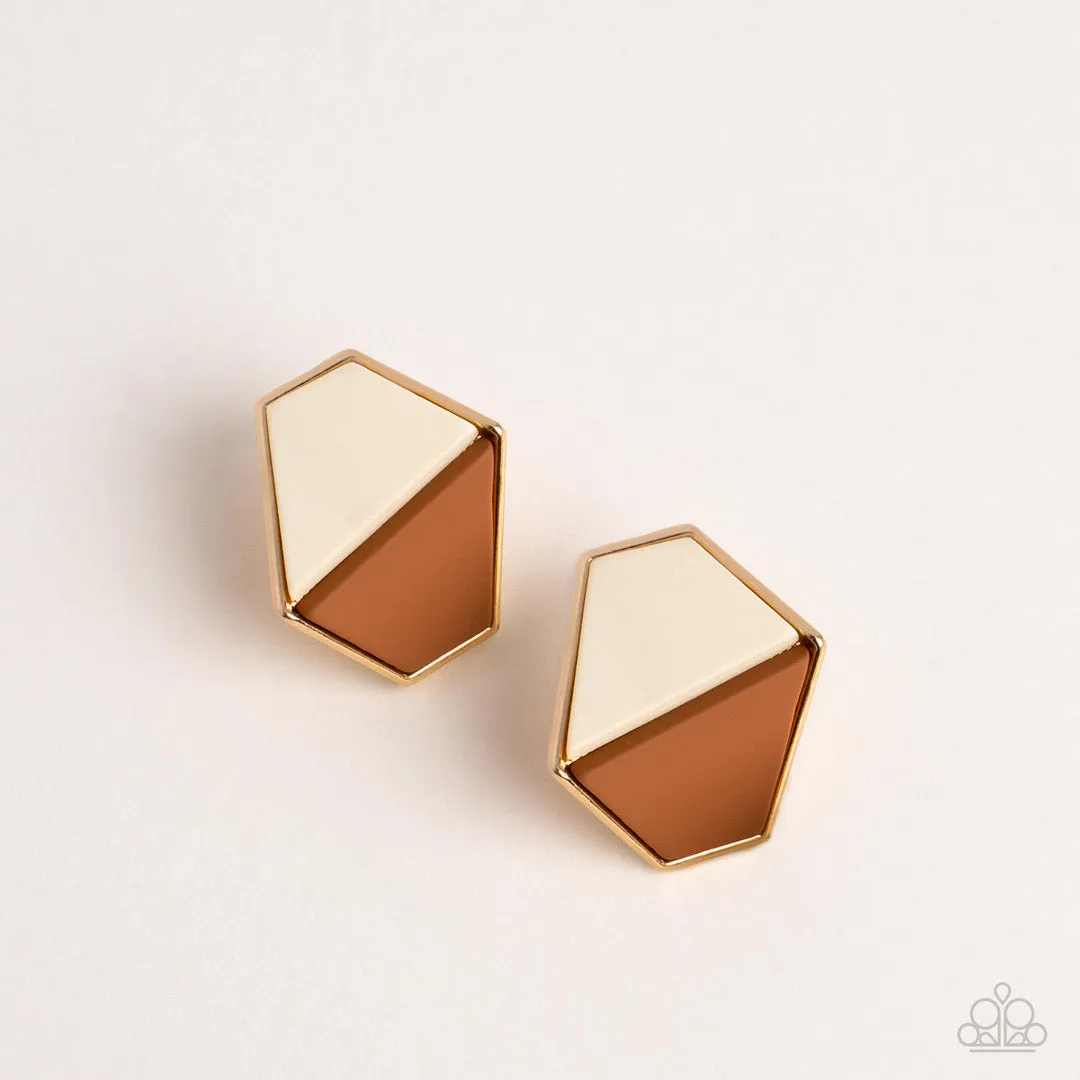 Generically Geometric - Brown Paparazzi Earrings