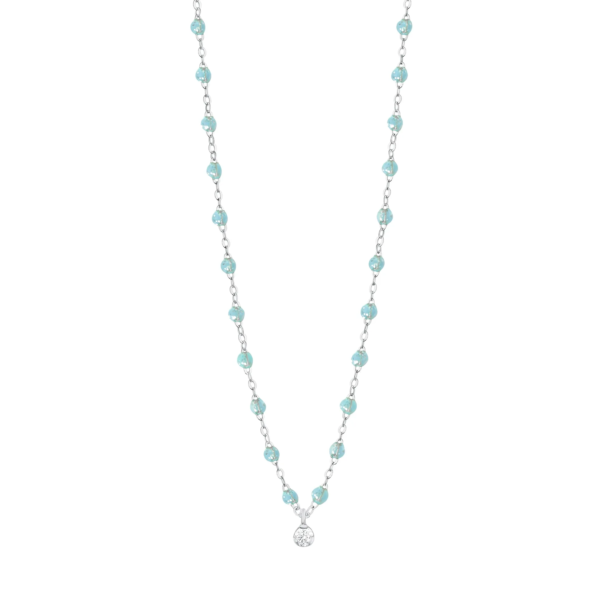 Gigi Supreme Classic 1 Diamond Necklace, Aqua, White Gold, 16.5"