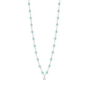 Gigi Supreme Classic 1 Diamond Necklace, Aqua, White Gold, 16.5"