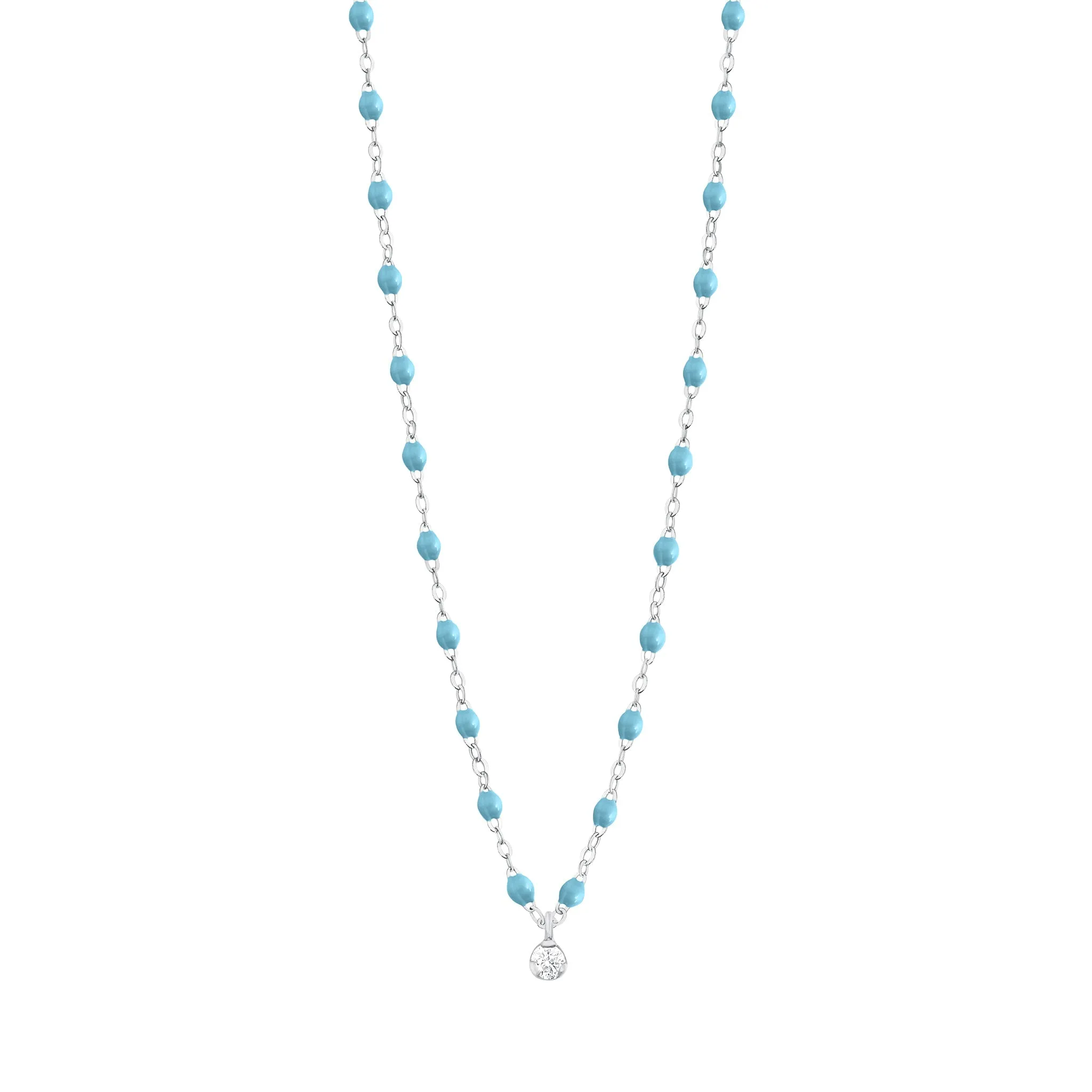 Gigi Supreme Classic 1 Diamond Necklace, Turquoise, White Gold, 16.5"