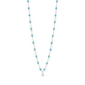 Gigi Supreme Classic 1 Diamond Necklace, Turquoise, White Gold, 16.5"