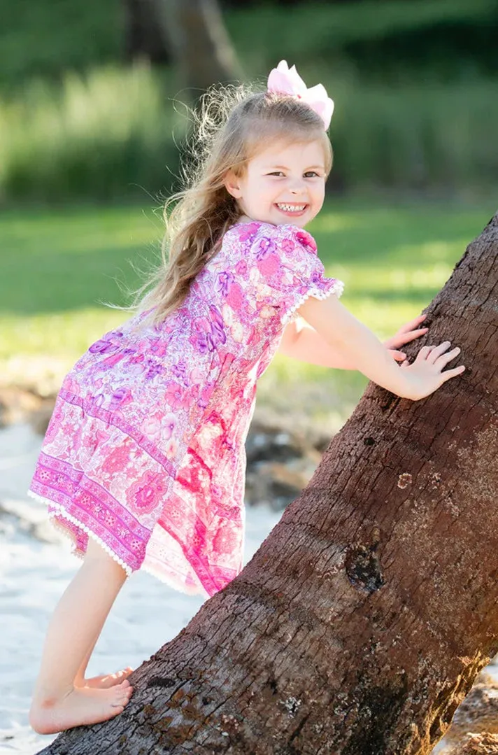 Girl's Hot Pink Floral Annie Dress