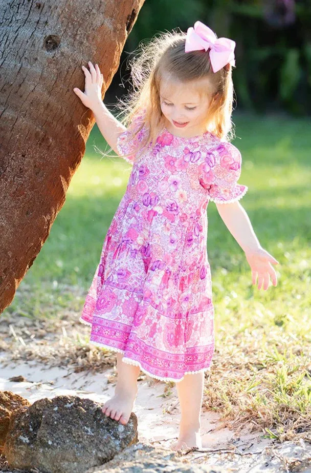 Girl's Hot Pink Floral Annie Dress