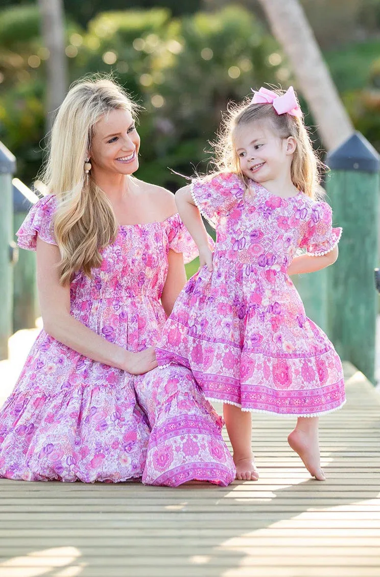 Girl's Hot Pink Floral Annie Dress