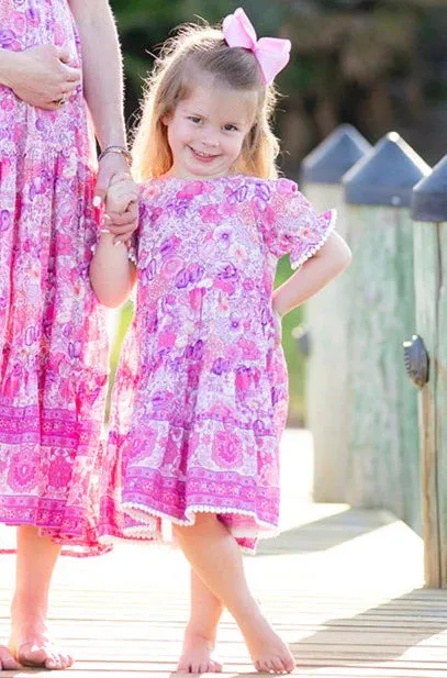 Girl's Hot Pink Floral Annie Dress