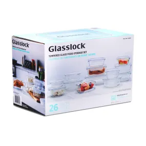 Glasslock Oven and Microwave Safe Tempered Glass Food Storage Set 26 Piece Set