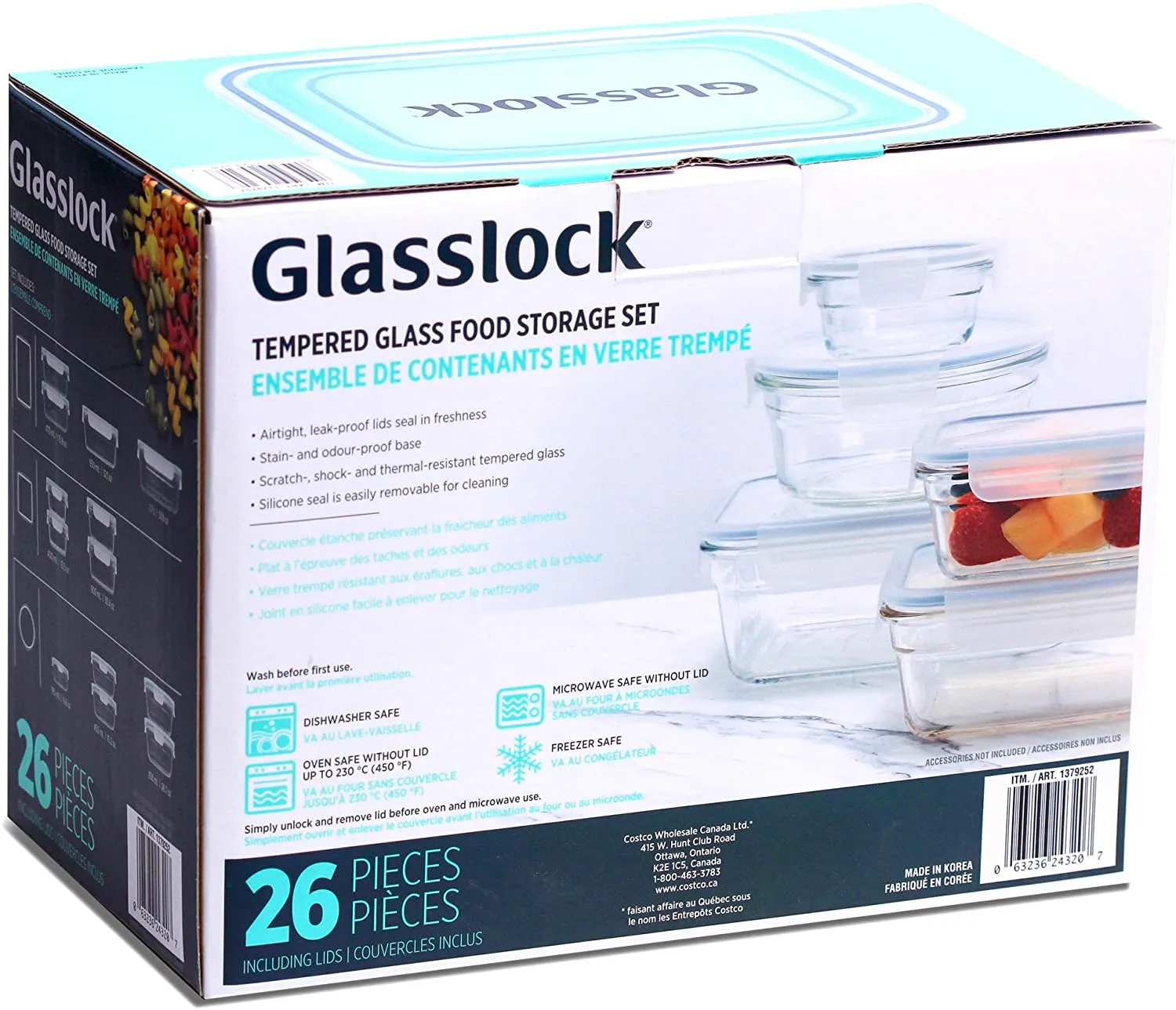 Glasslock Oven and Microwave Safe Tempered Glass Food Storage Set 26 Piece Set