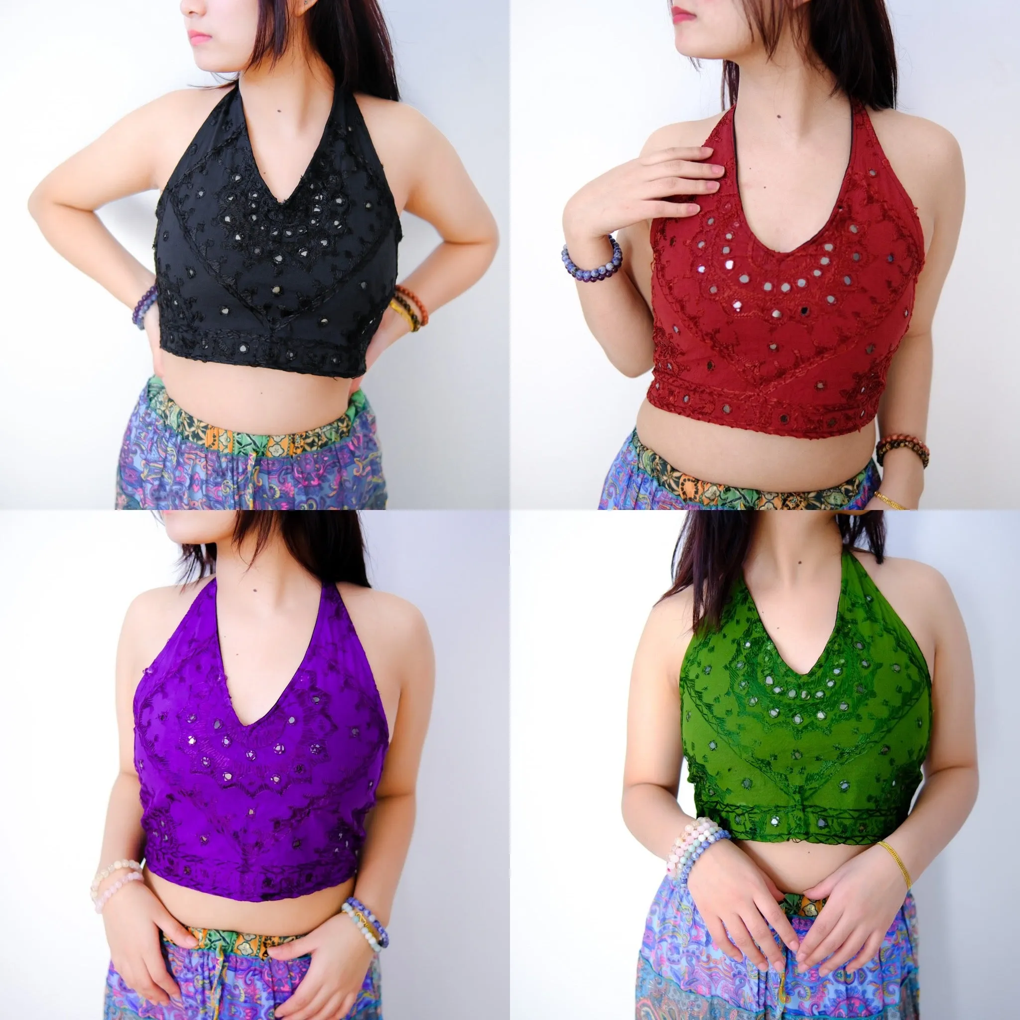 Hand Embroidered Cotton Halter Top