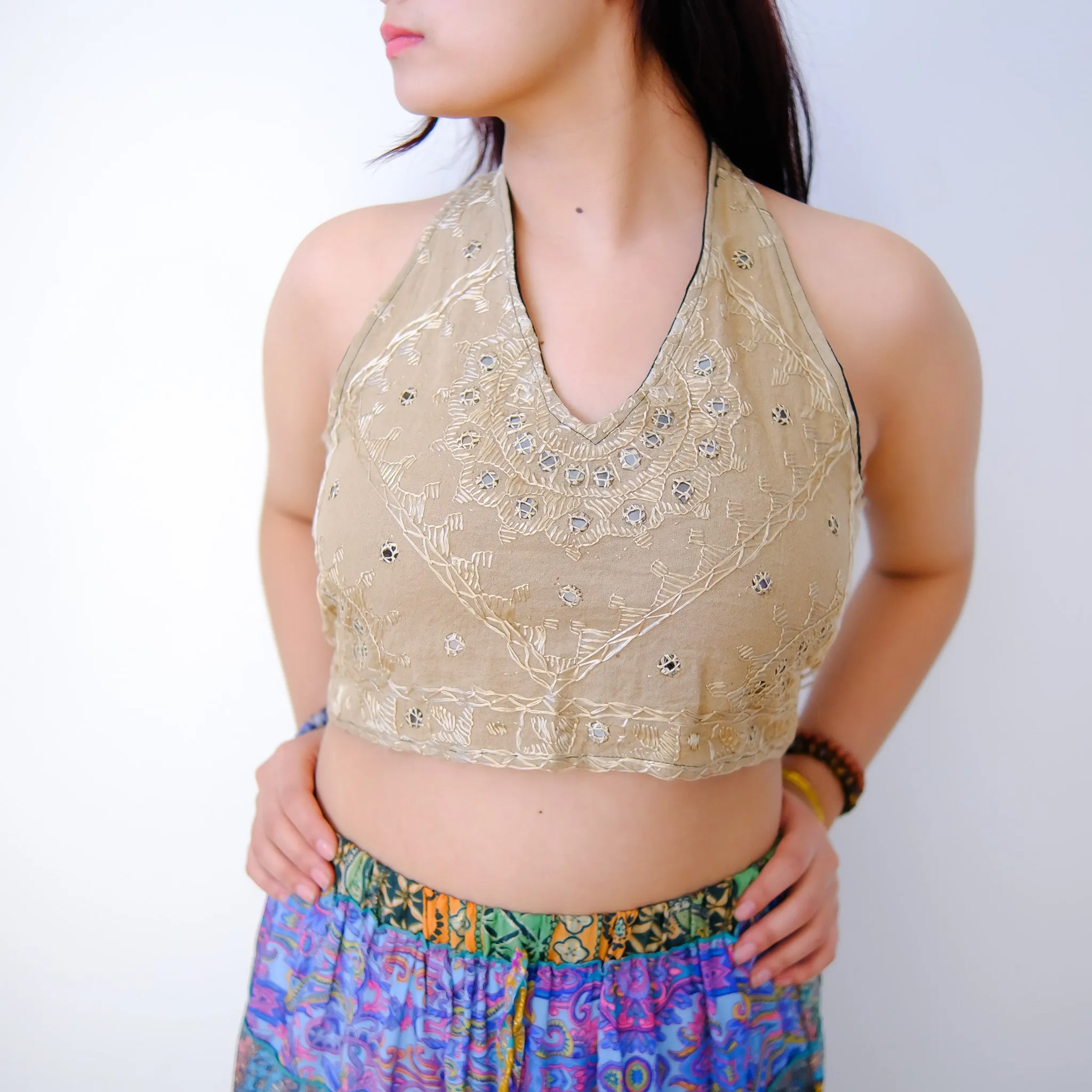 Hand Embroidered Cotton Halter Top