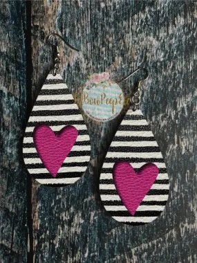 Hardboard Earrings Pink Heart Valentine's Day Love