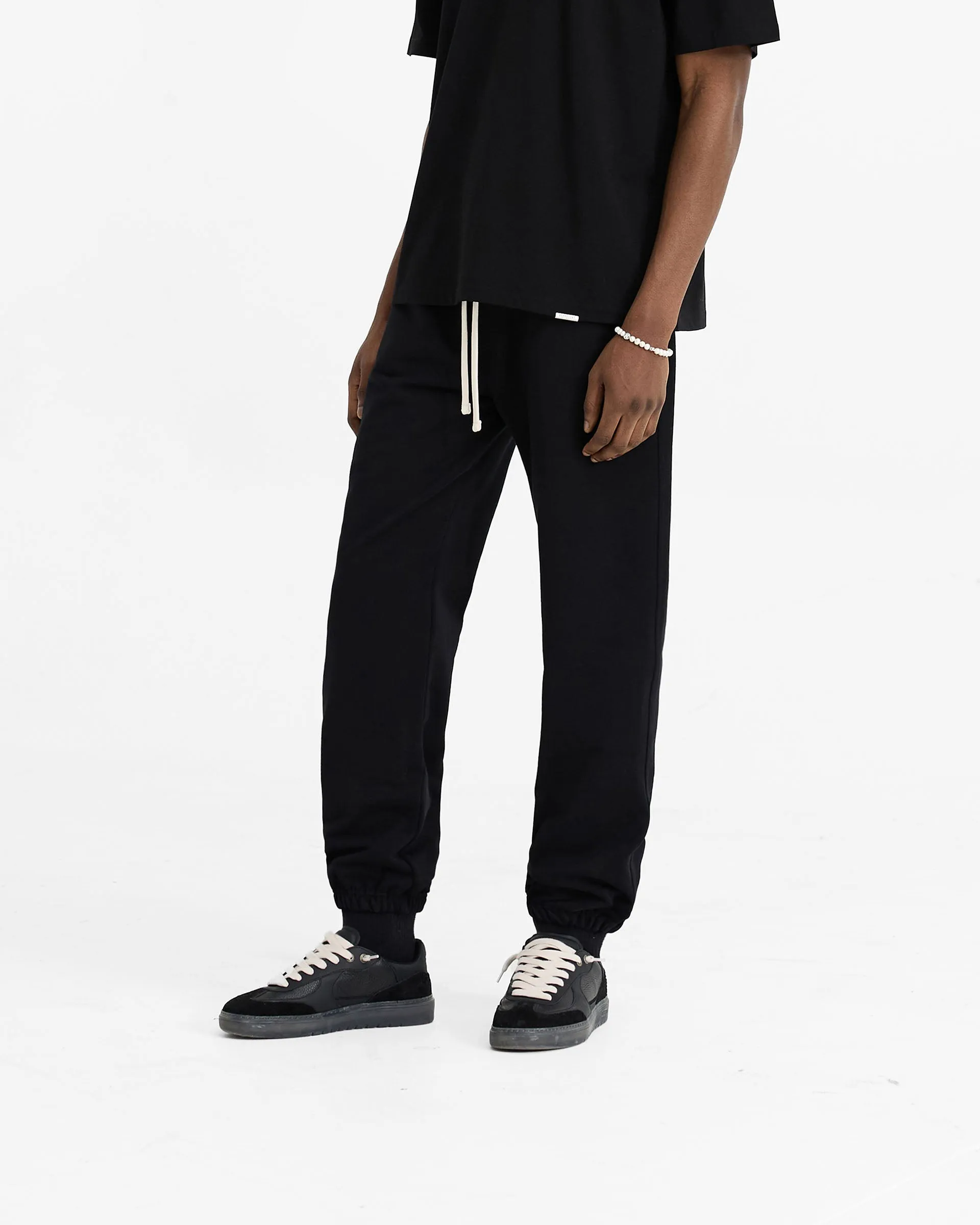 Initial Cuffed Sweatpant - Black