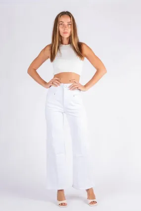 Isla Stretch Wide Leg White