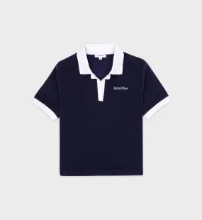 Italic Logo Terry Polo - Navy/White