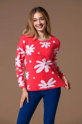 Large Flower Jacquard Sweater