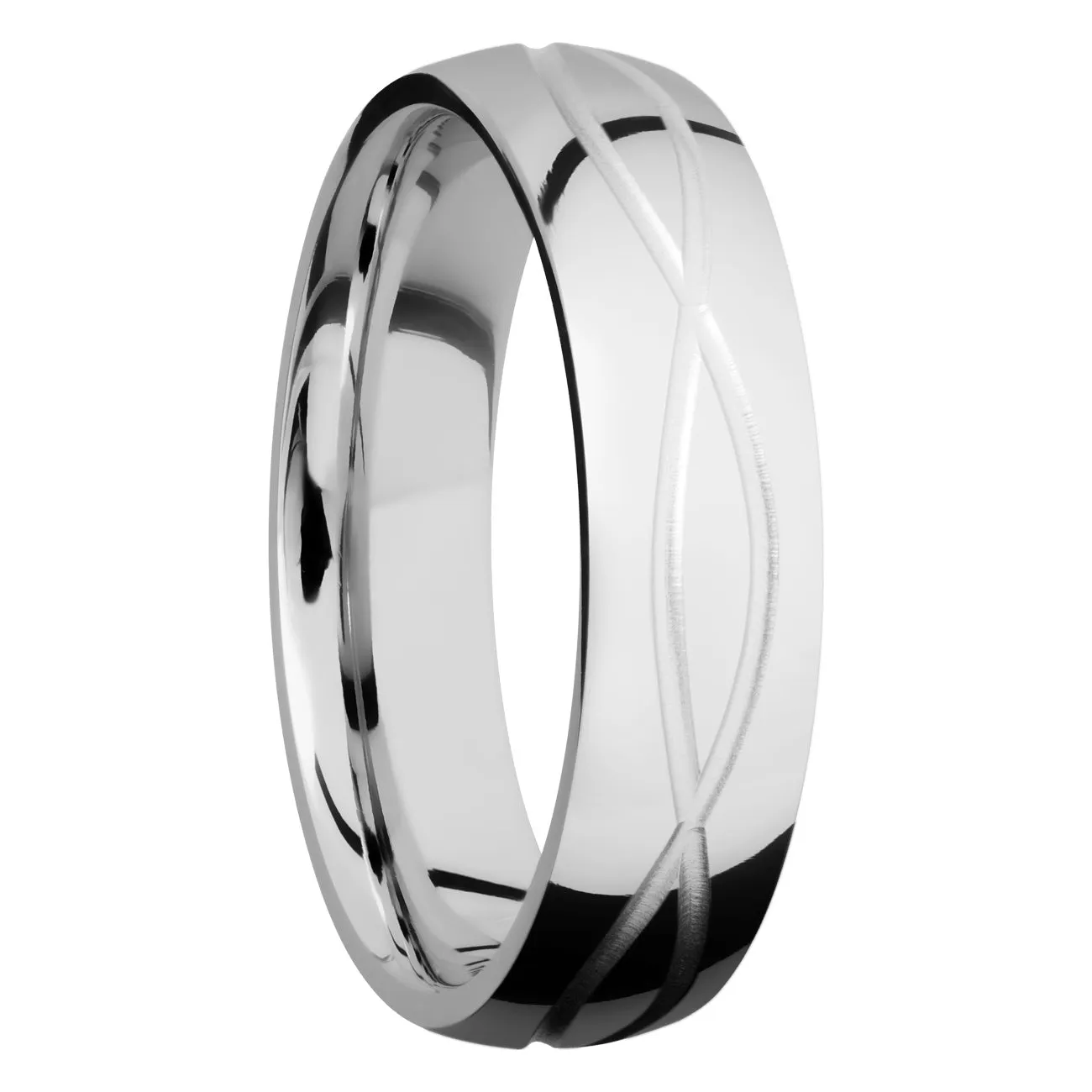 Lashbrook 6MM Cobalt Chrome Wedding Band with an Infinity Pattern