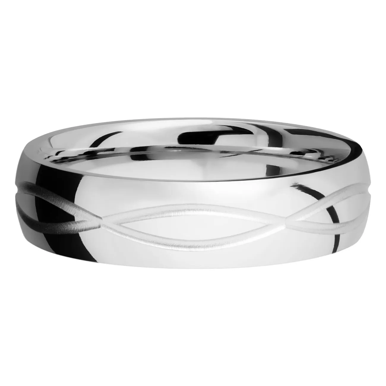 Lashbrook 6MM Cobalt Chrome Wedding Band with an Infinity Pattern