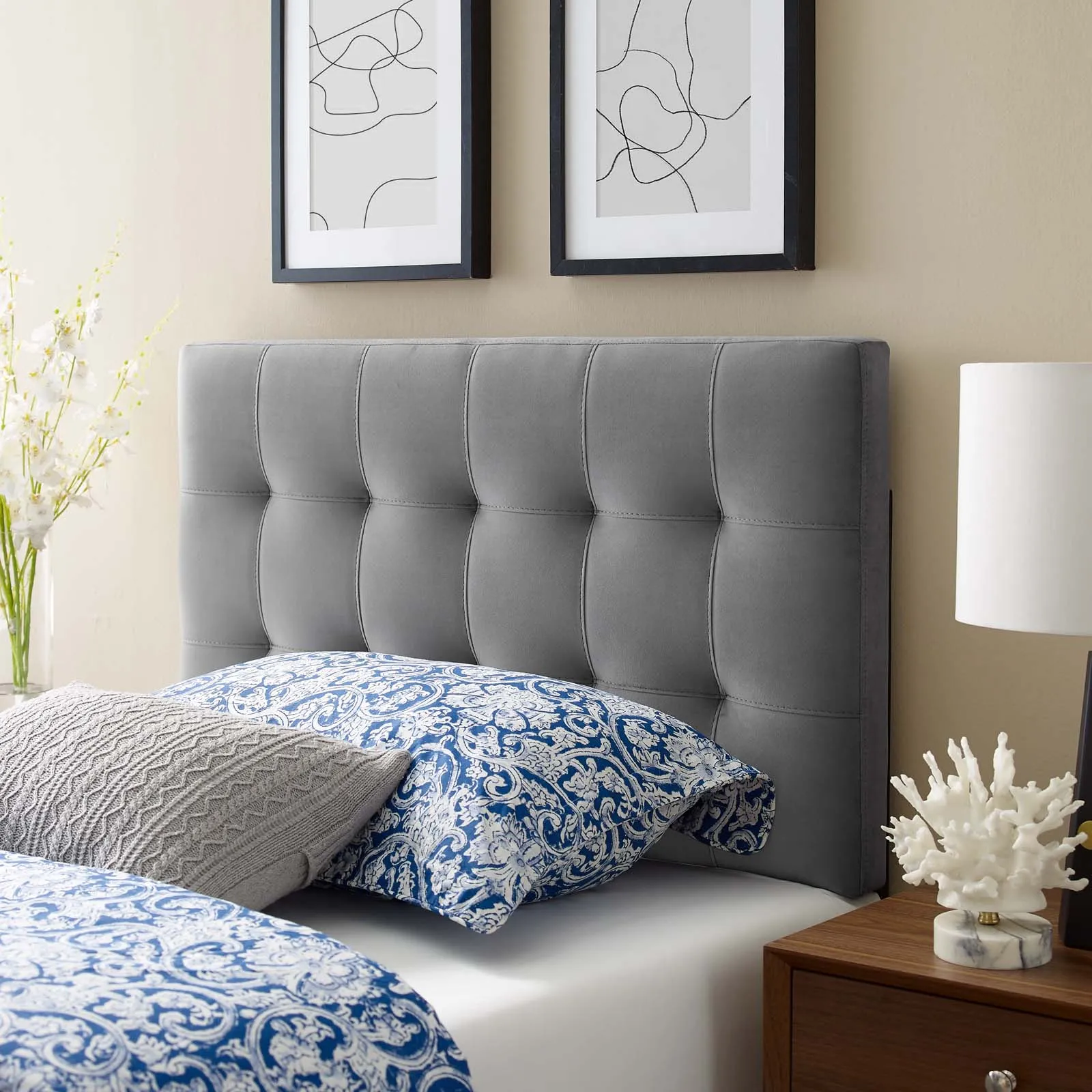 Lily Biscuit Tufted Performance Velvet Headboard