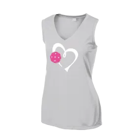 Love Pickleball Heart (Pink) | Women’s Sleeveless Shirt | 100% Polyester