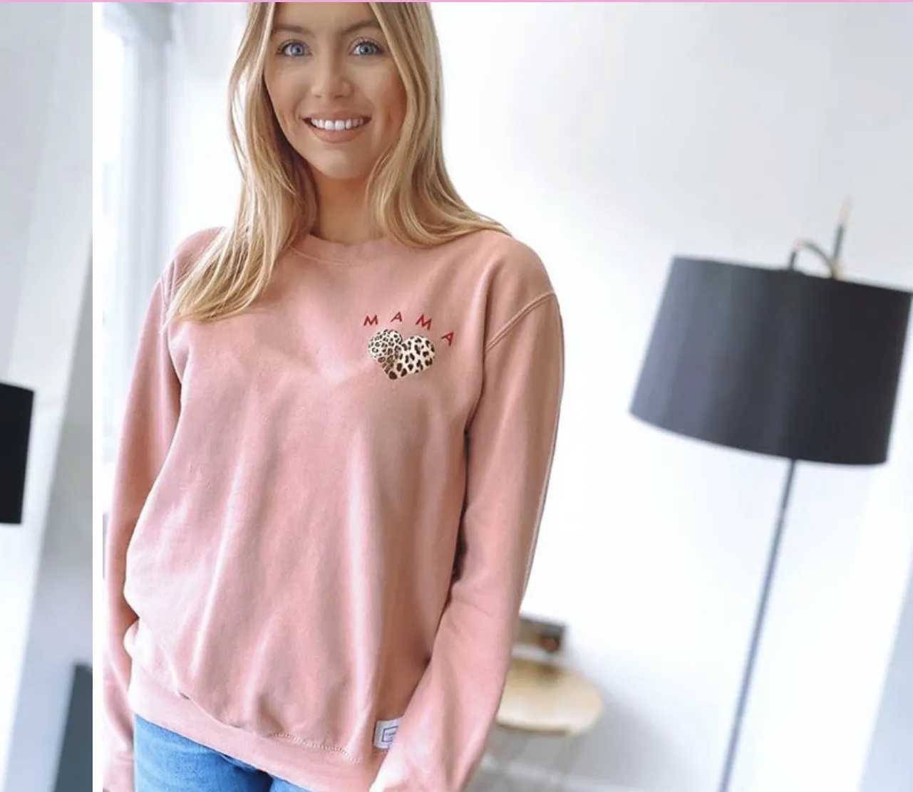 Mama Leopard Heart Jumper | Dusty Pink