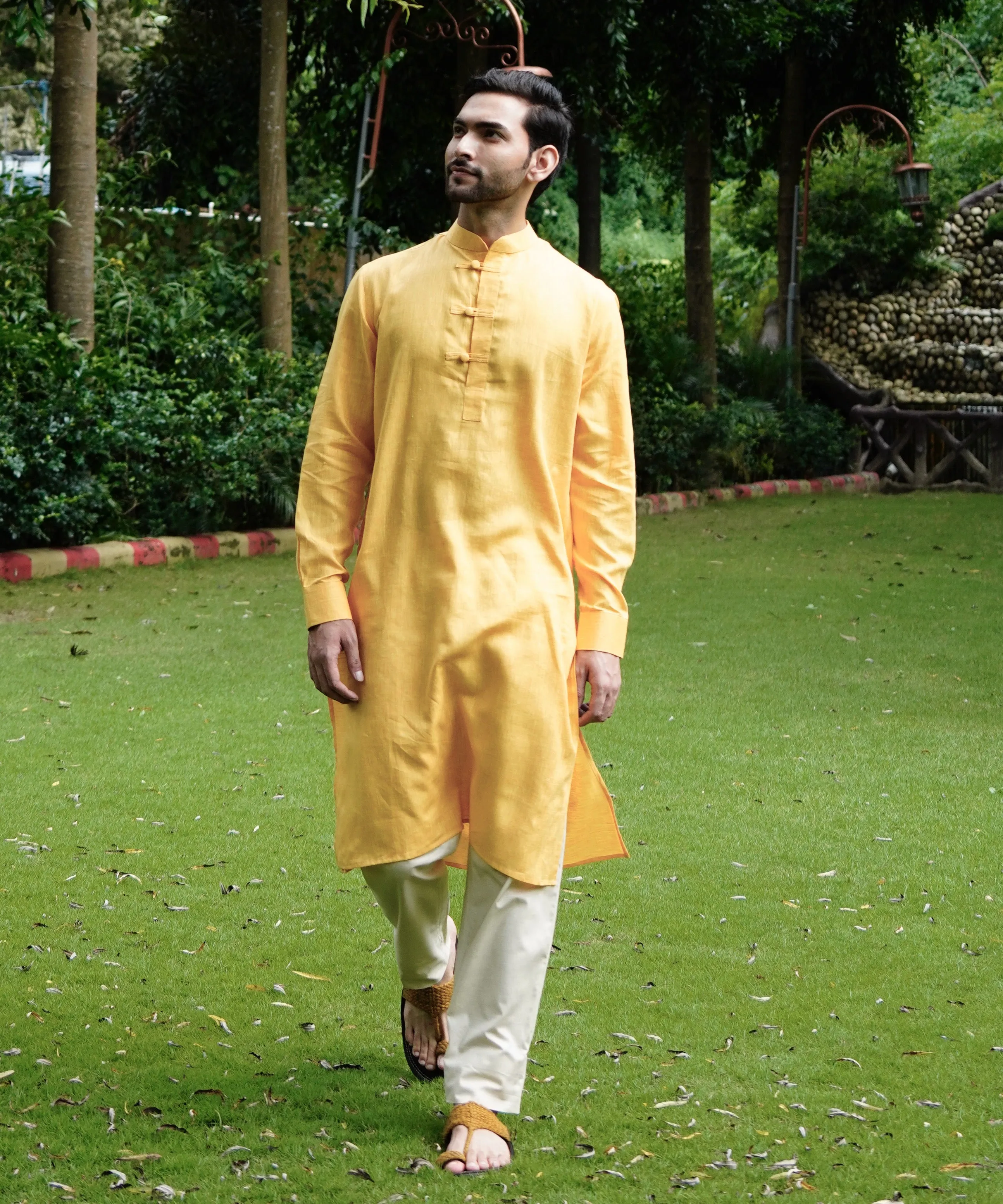 Marigold Linen Kurta Pyjama Set