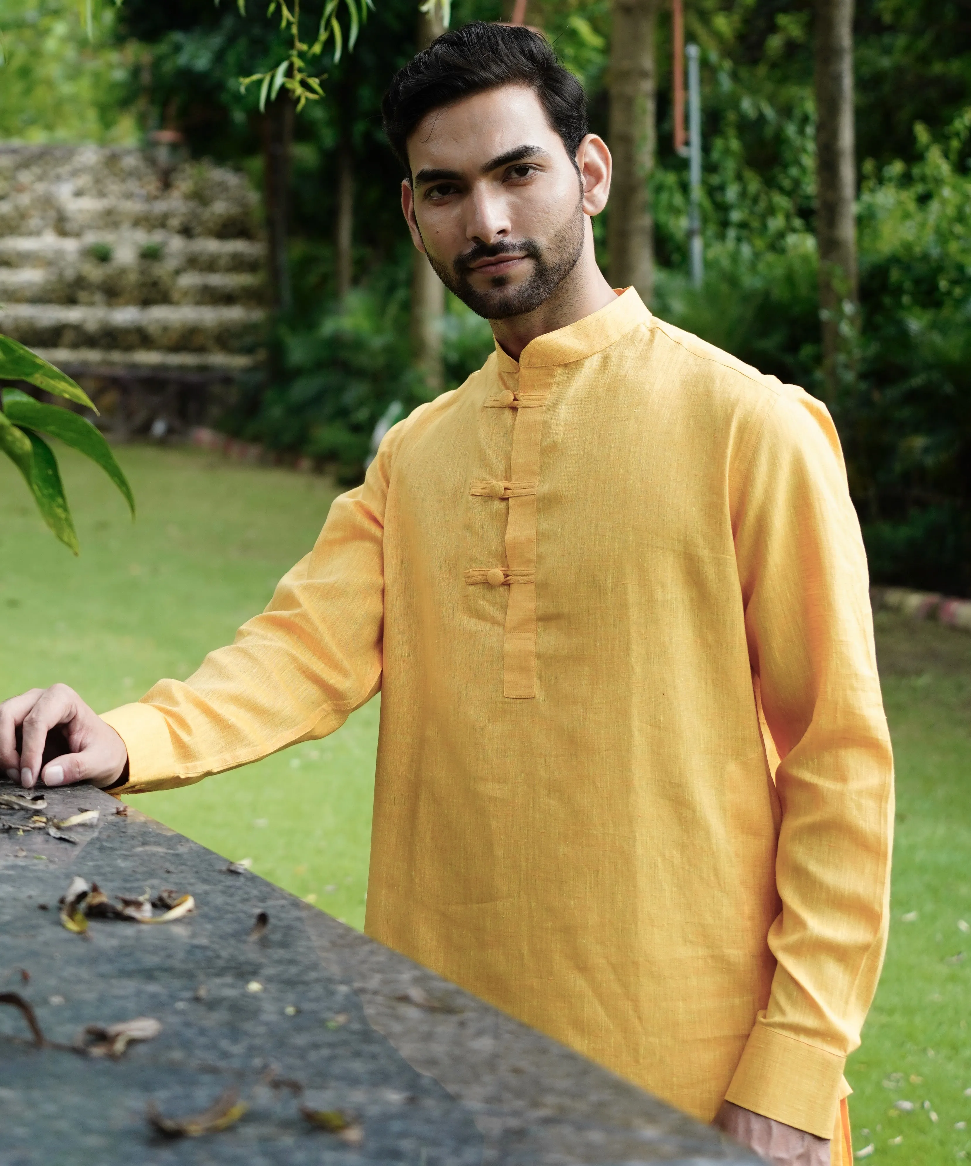 Marigold Linen Kurta Pyjama Set