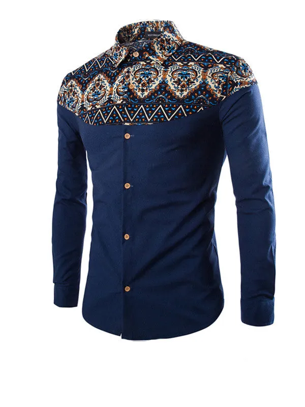 Men Printing Long-sleeved Shirt