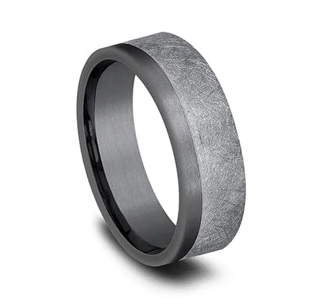 Men's Wedding Band, Grey and Darkened Tantalum