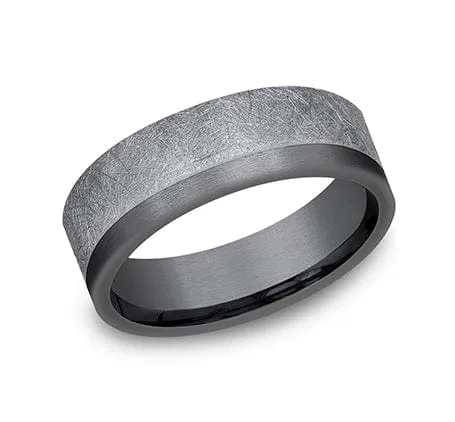 Men's Wedding Band, Grey and Darkened Tantalum