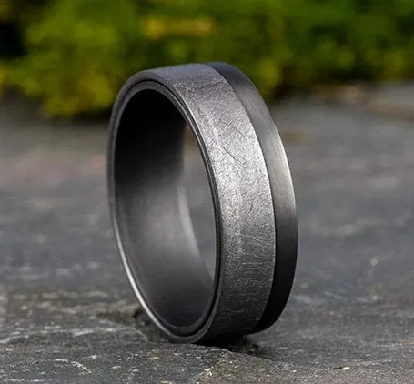 Men's Wedding Band, Grey and Darkened Tantalum