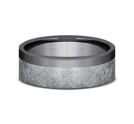 Men's Wedding Band, Grey and Darkened Tantalum