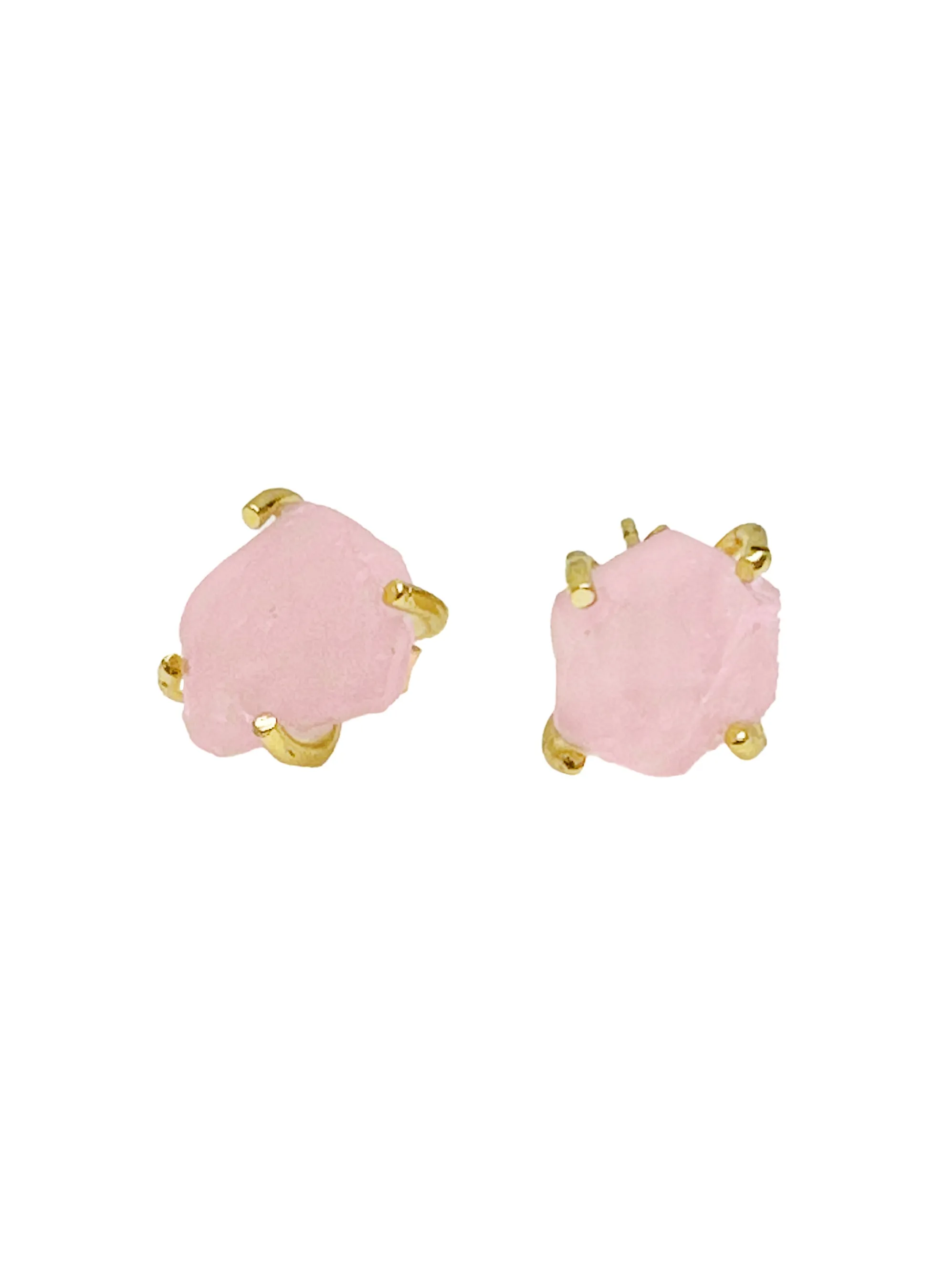 Minimalist Rose Quartz Stud Earrings LE005