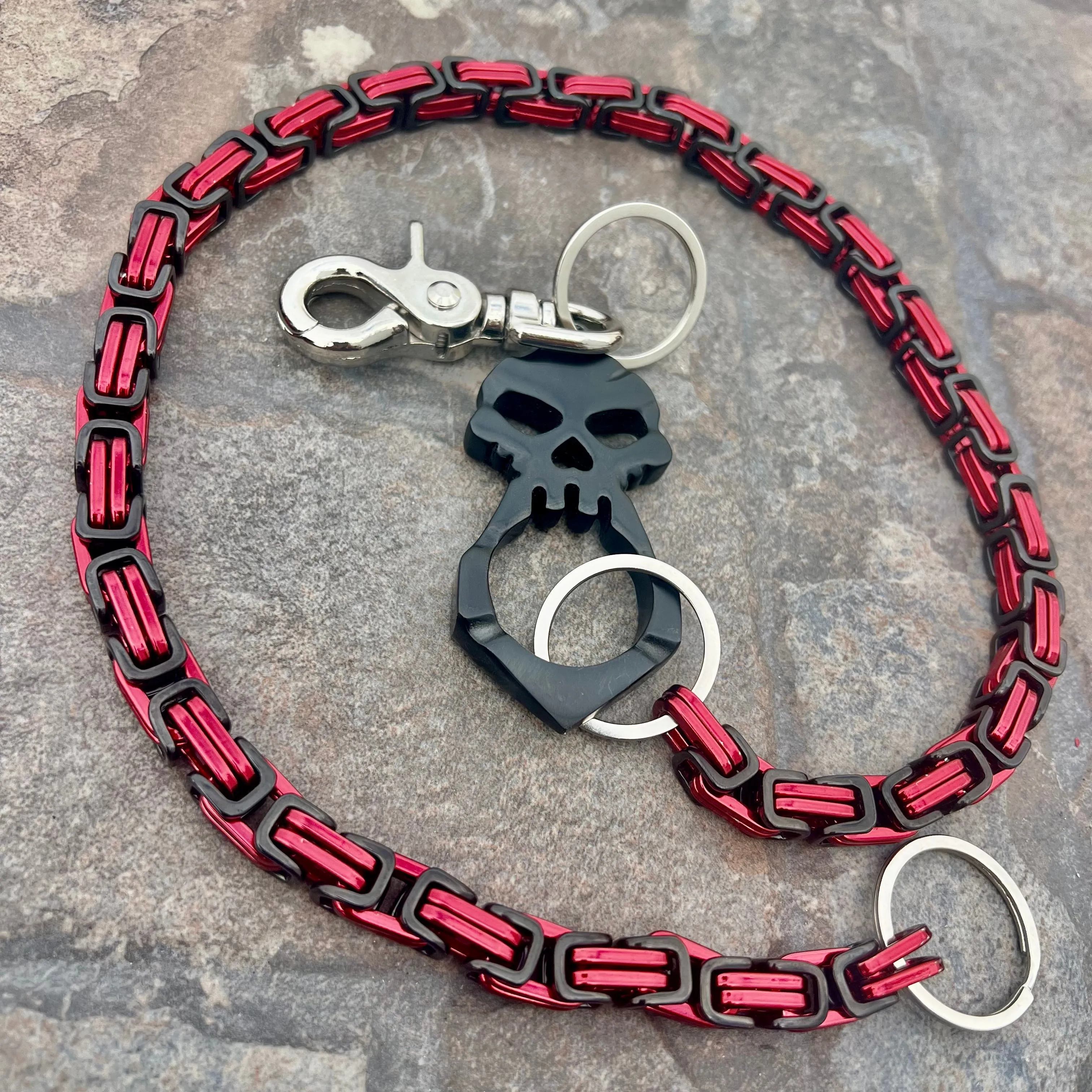 One Finger Ring Black Wallet Chain - Black & Red Daytona Heritage - WC046H