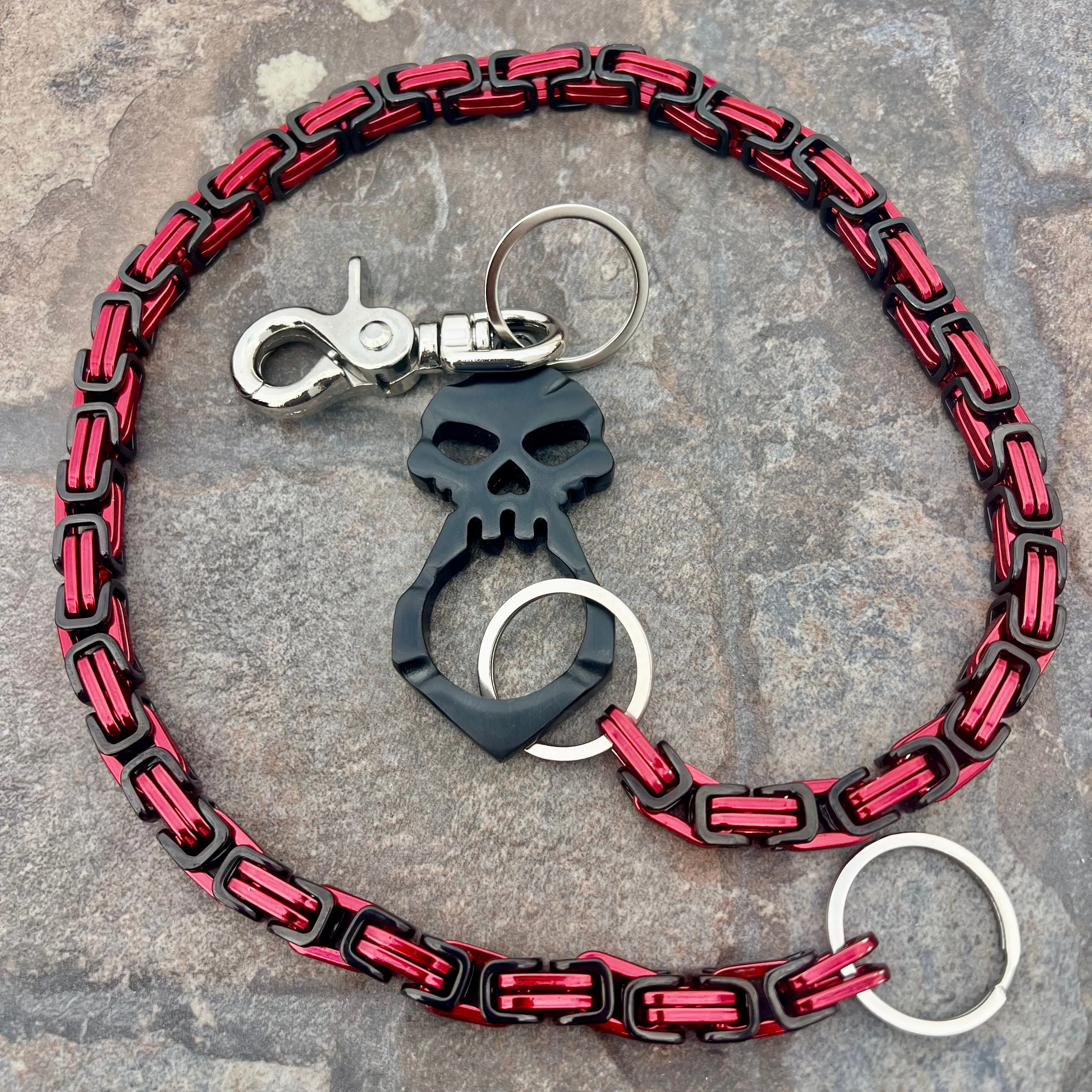 One Finger Ring Black Wallet Chain - Black & Red Daytona Heritage - WC046H