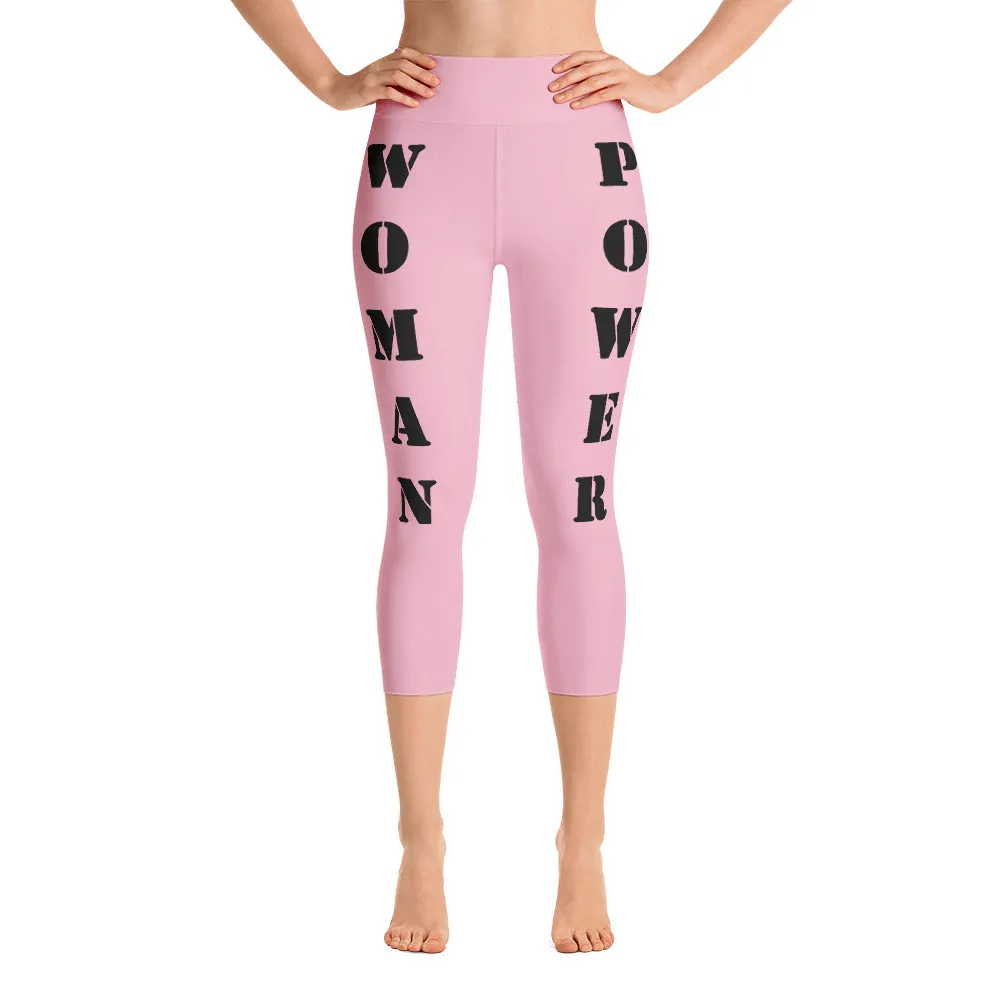 Our best viral leggings pale pink woman power black letters