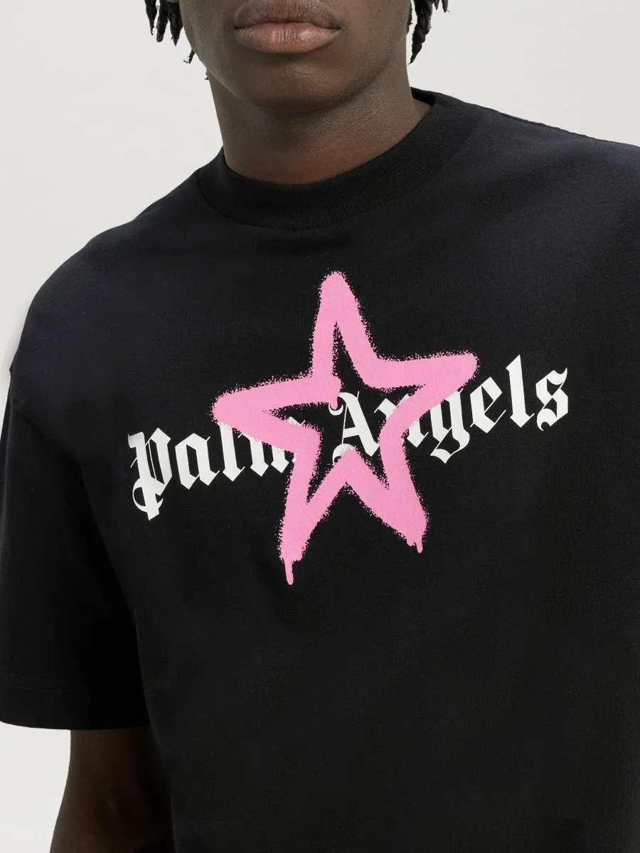 Palm Angels star spray t-shirt black pink