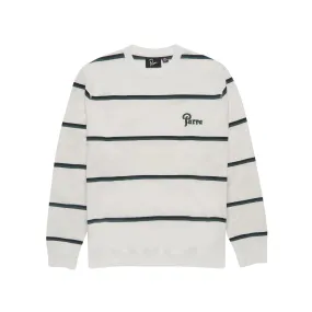 Parra Fancy Logo Striped Crew Neck Sweatshirt - White