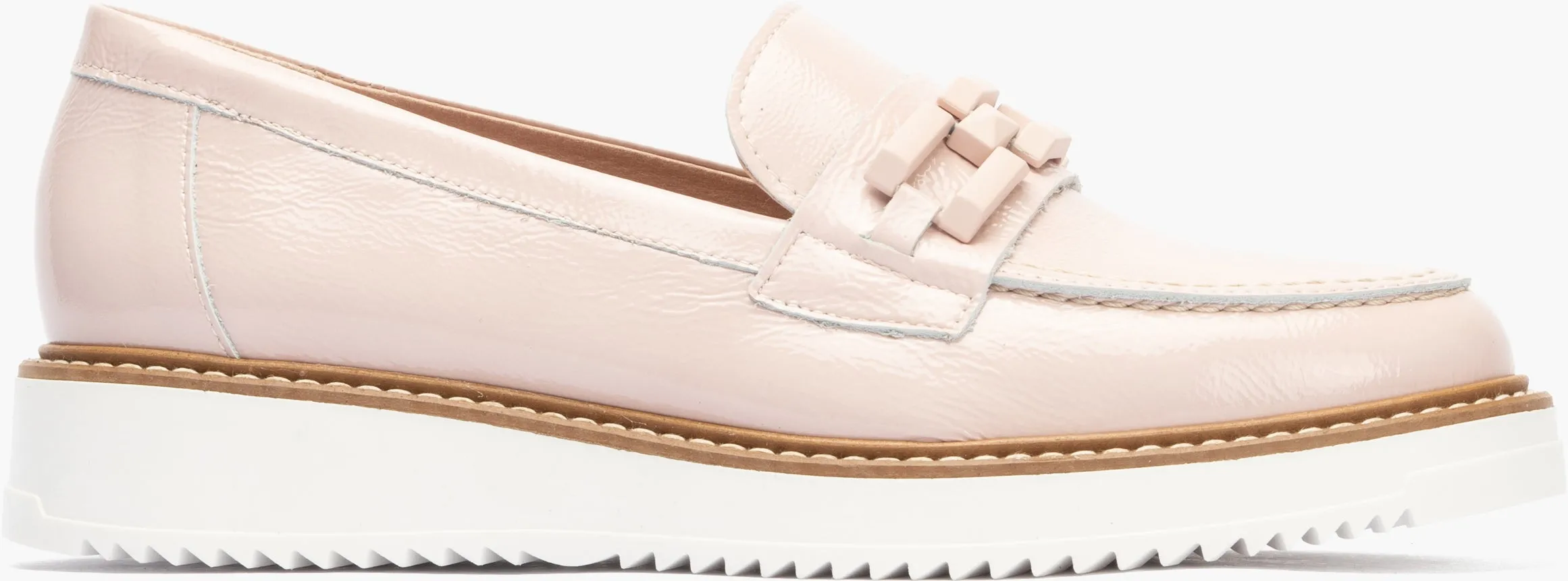 Pitillos Loafer Nude Patent Leather Buckle Slip On Pale Pink 5733 sale