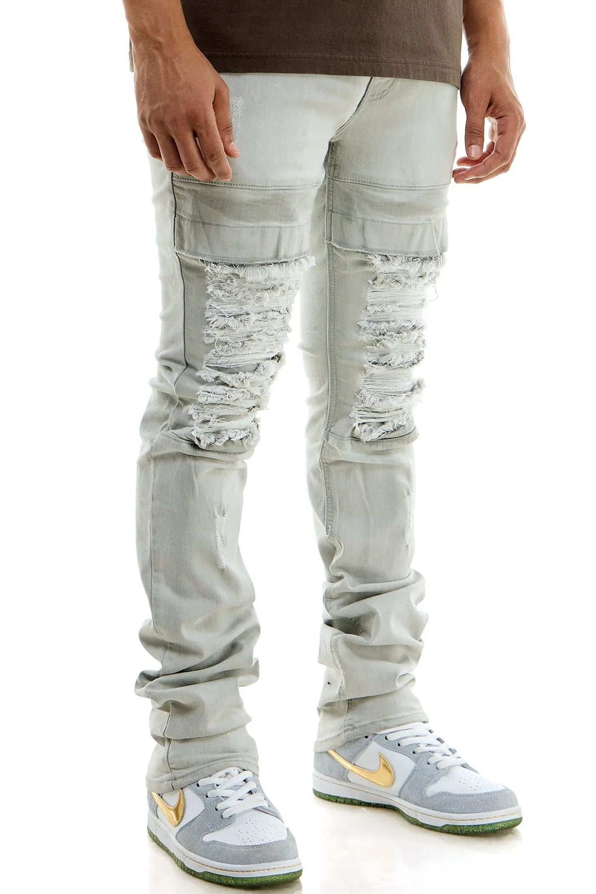 Pocket White Men's Skinny Stacked Jeans