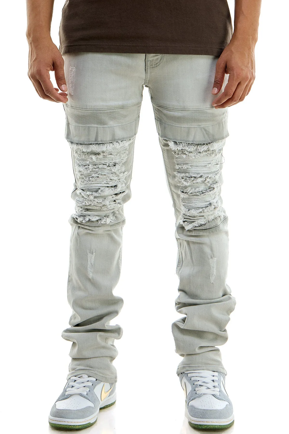 Pocket White Men's Skinny Stacked Jeans