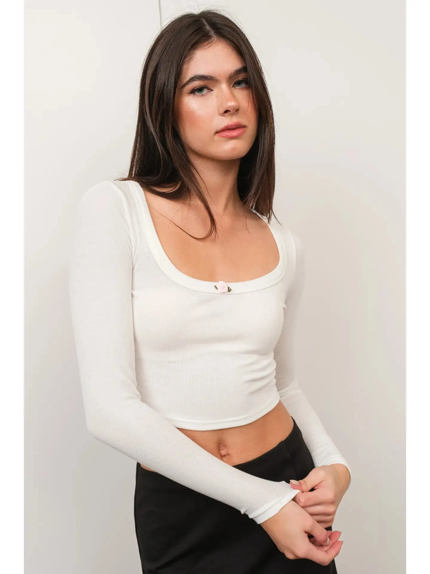 Rose Ribbed Knit Top