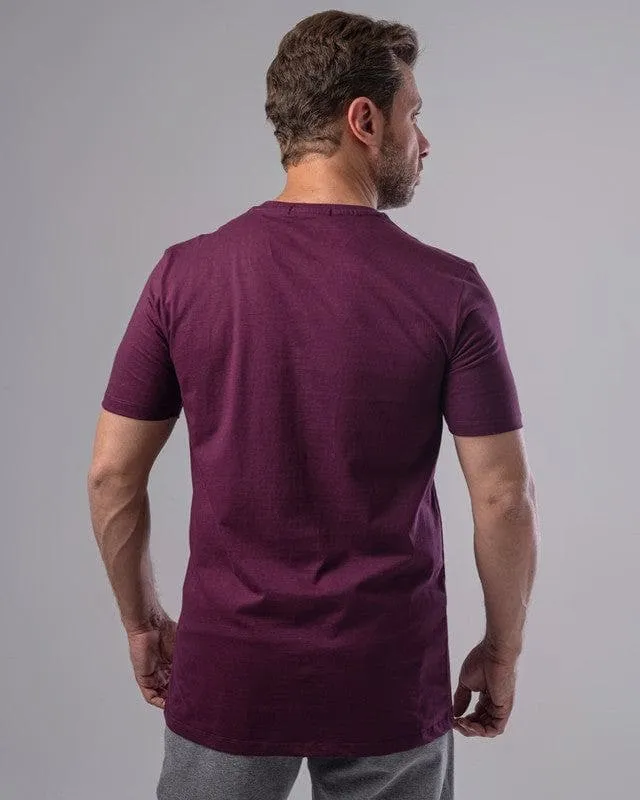 ROUND NECK PRINTED T-SHIRT - BURGUNDY