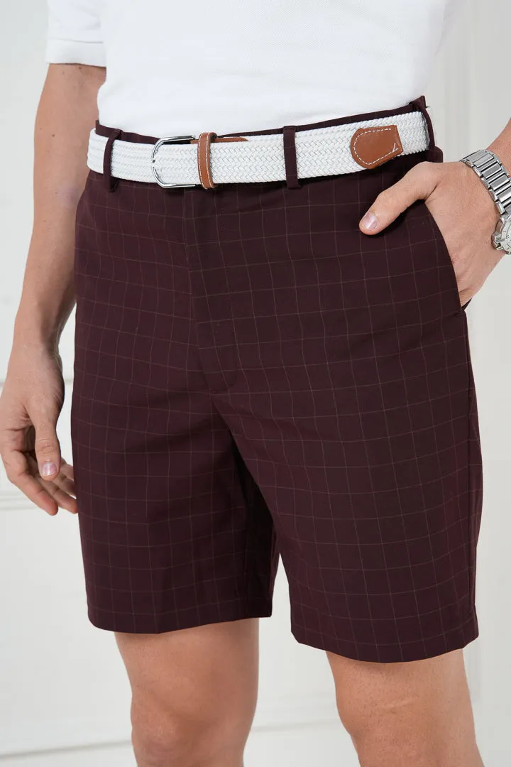 Sangria Wine Checks Stretch Chino Shorts