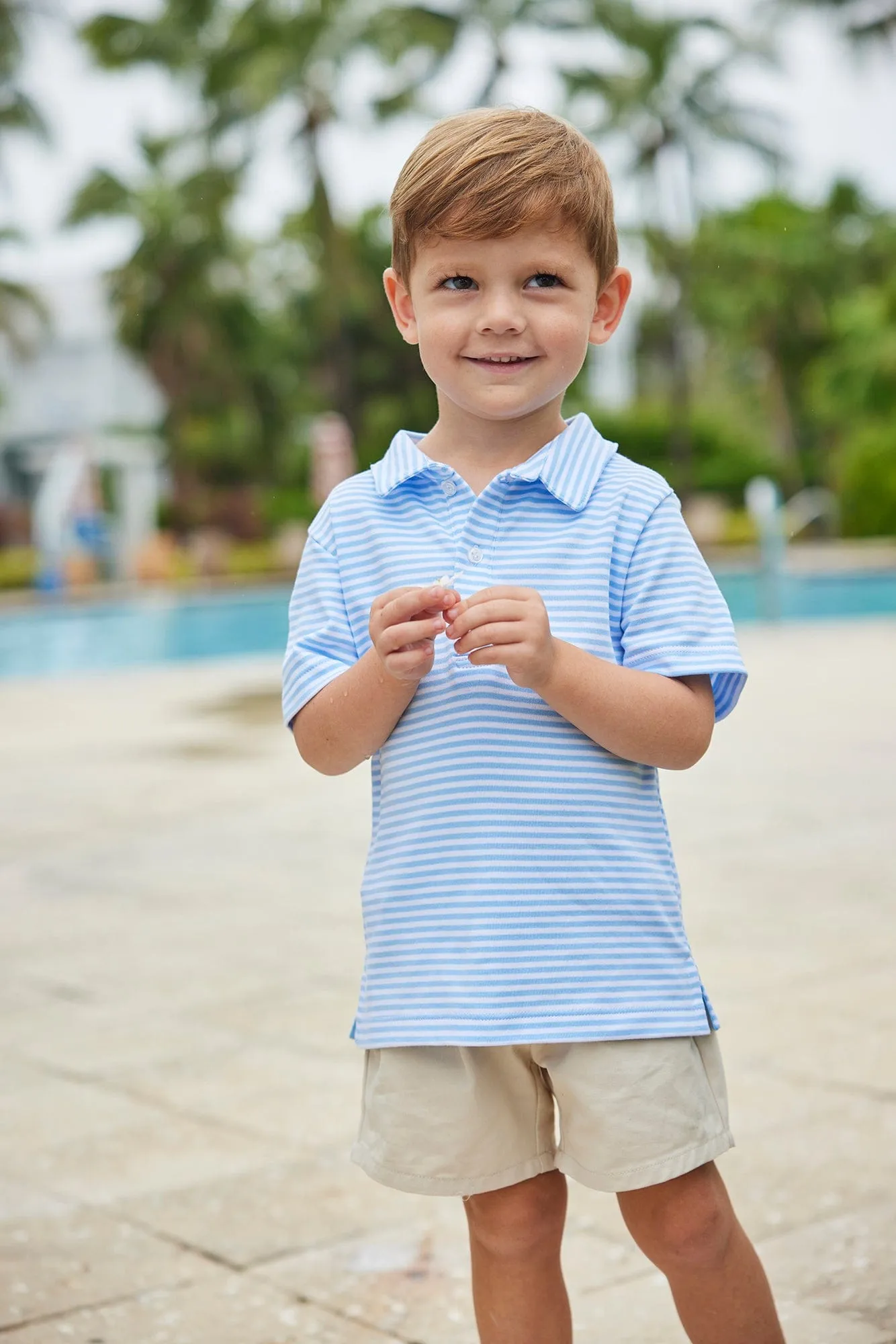 Short Sleeve Polo - Light Blue Stripe