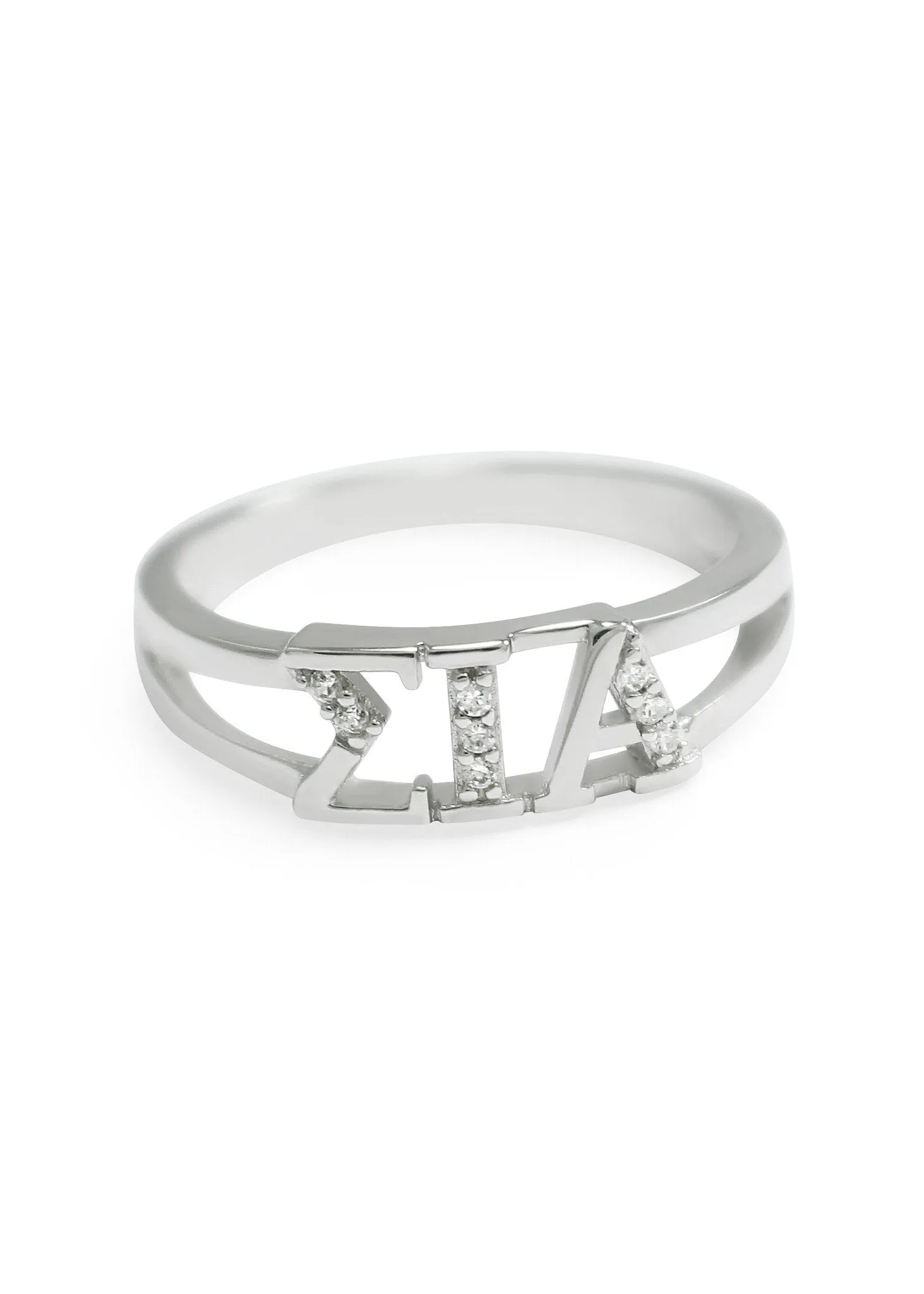 Sigma Iota Alpha Sterling Silver Ring with simulated diamonds