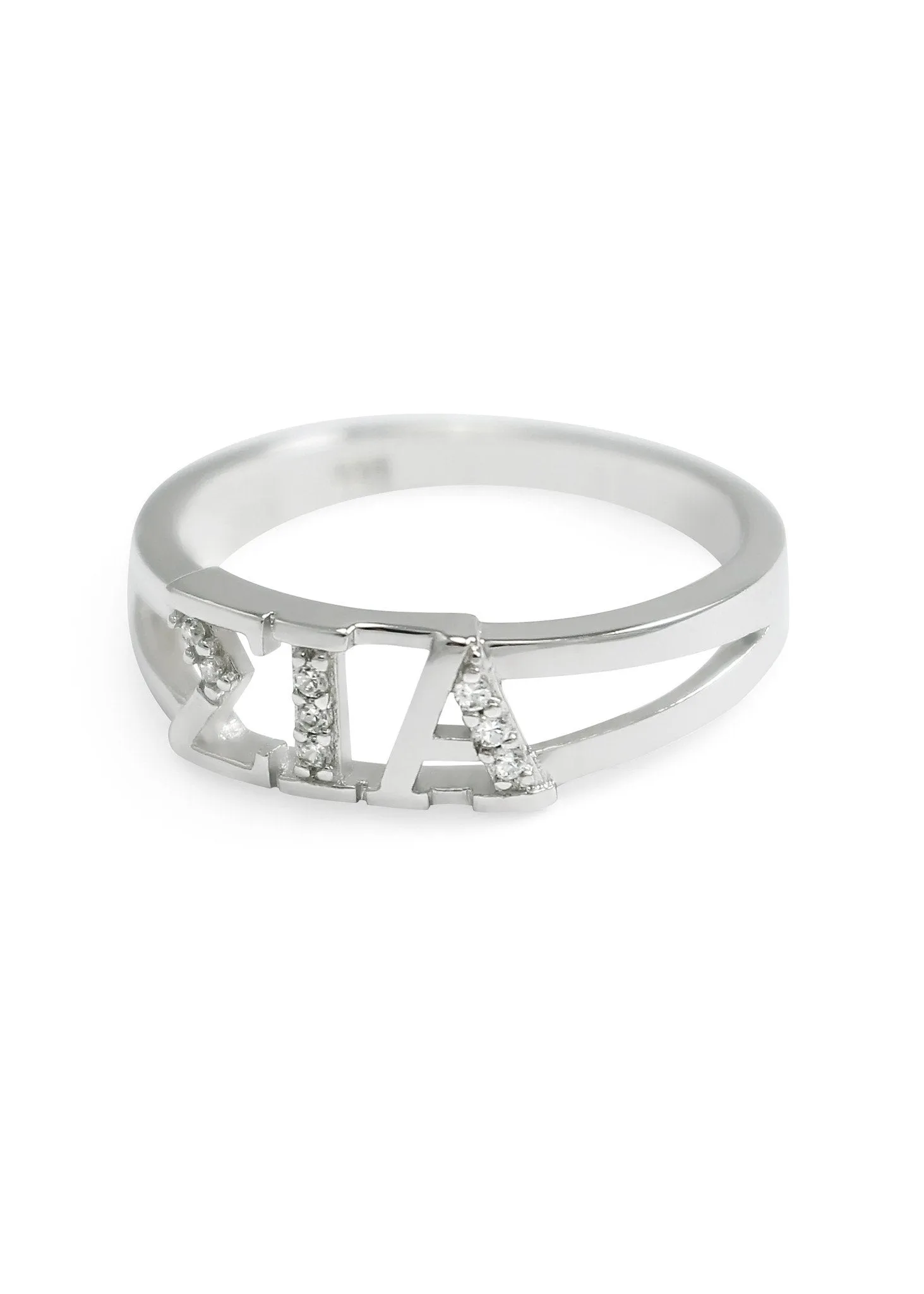 Sigma Iota Alpha Sterling Silver Ring with simulated diamonds