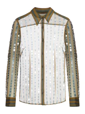 silk shirt printed with two-tone stripes