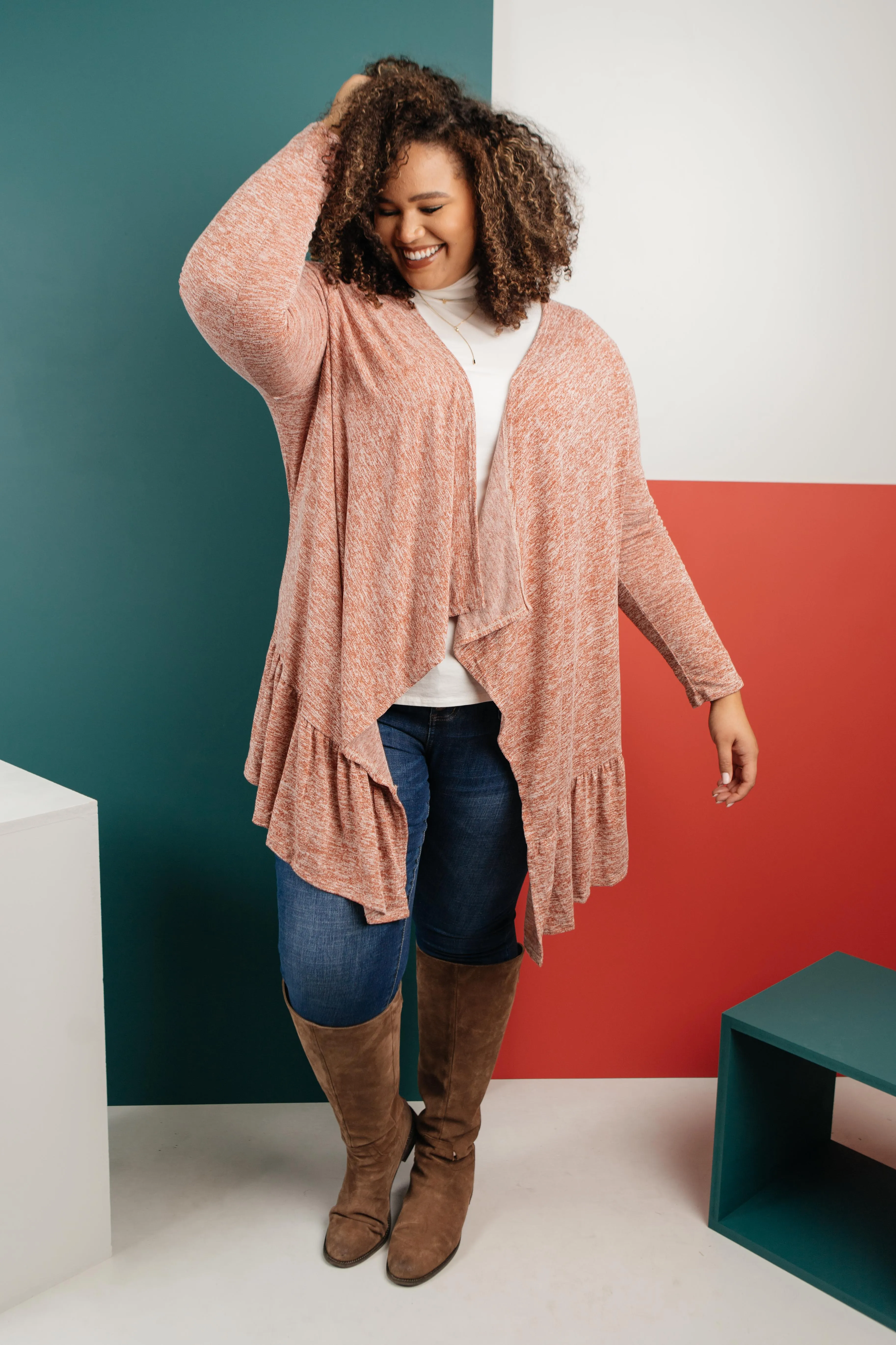 *Size S: The Avalynn Heathered Cardigan in Crimson